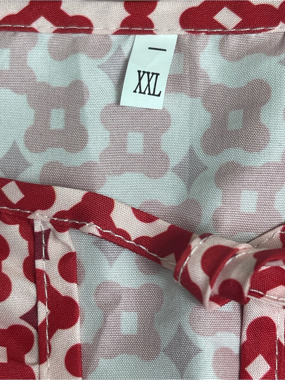 Boho Red & White Geometric Print Half-Sleeve Tiered Maxi Dress - Picture 4 of 8